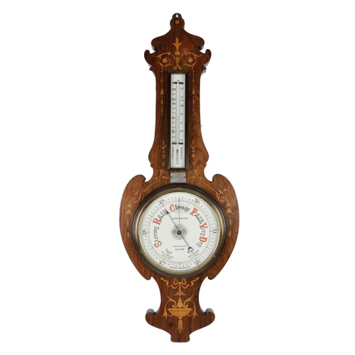 656 - An Edwardian rosewood and inlaid cased Barometer, by John Trotter, 28 Gordon Street, Glasgow, approx... 