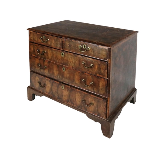 659 - A William and Mary style, c. 1860 oyster walnut crossbanded and inlaid Chest, of two short and three... 