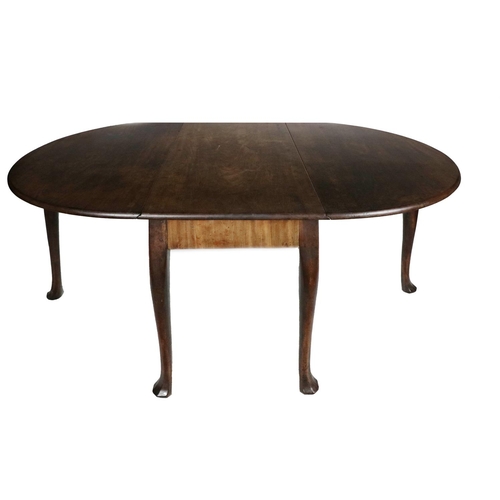 678 - An Irish Georgian period heavy mahogany drop-leaf Table, with D flaps gate leg action, cabriole legs... 