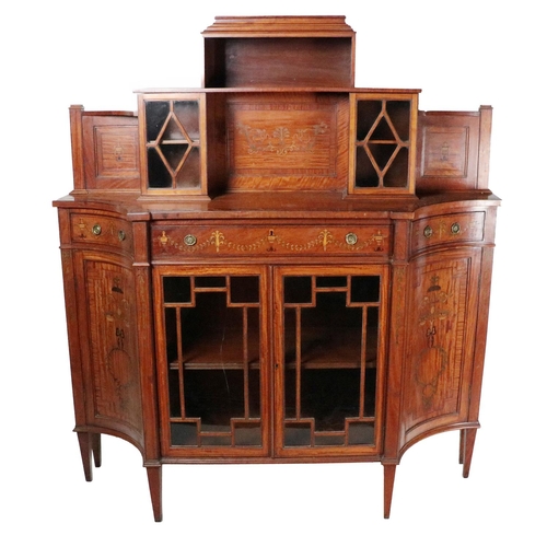 690 - An attractive Georgian Revival inlaid and decorated satinwood Cabinet, in the manner of Mayhew &... 