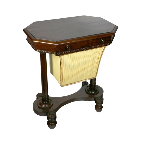 697 - A fine quality mahogany William IV Ladies Work Table, the moulded octagonal top with frieze drawer o... 