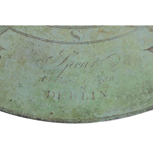 717 - A 19th Century Irish bronze circular Sundial, signed 'Spear, College Green, Dublin,' with Roman... 