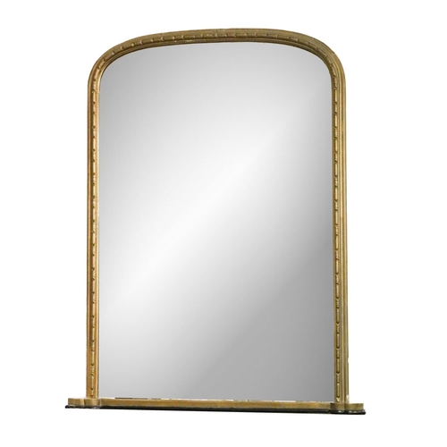 745 - A large Victorian giltwood Overmantel Mirror, with arched top and plain moulded frame with plate mir... 