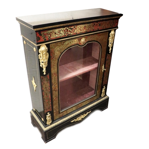 753 - An attractive Victorian Boulle Display Cabinet, the plain top over inlaid frieze with ormolu border ... 