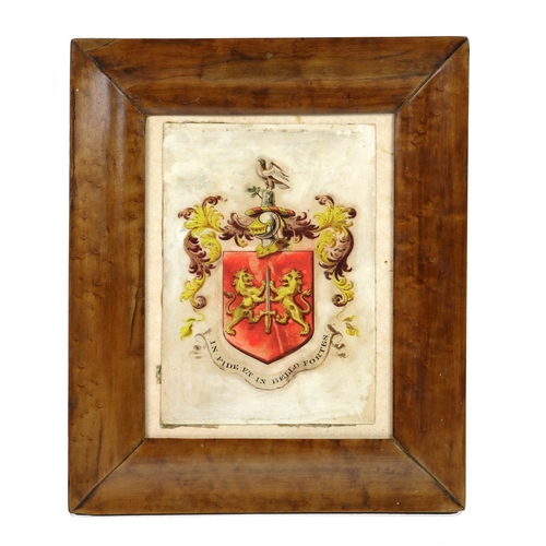 769 - 19th Century Irish SchoolA hand painted Crest for the Carroll-O'Carroll Family, with motto 