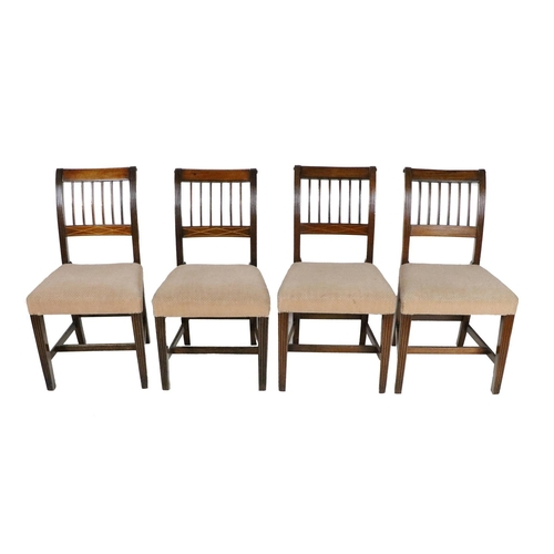 774 - A set of 4 - 20th Century mahogany six bar Cork Dining Chairs, with latted backs, cream upholstered ... 