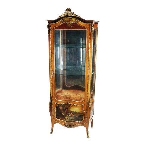 802 - An attractive French Louis XV style kingwood Vitrine, the dome top with ormolu floral decorated cart... 