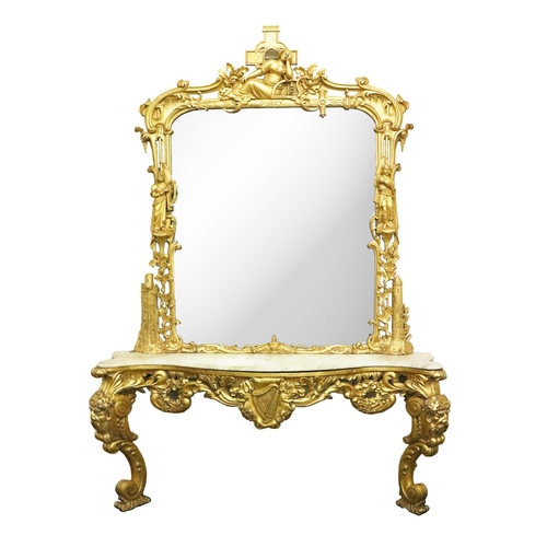 Irish Victorian Giltwood Side Table and Mirror, by Arthur Jones, 135 St Stephens Green, Dublin, 1853.