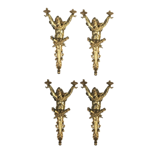 811 - Jospeh Gustave Cheret, French (1838-1894)An important set of four two branch fine quality ormolu che... 