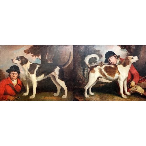 818 - Circle of George Morland (1763-1804)“Dasher and Slasher, Famous Hounds of Duke of Grafton Pack”, a p... 