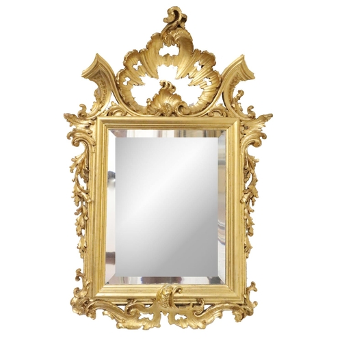 840 - A fine quality 19th Century Bijou giltwood Mirror, decorated in the Chippendale taste, the top with ... 