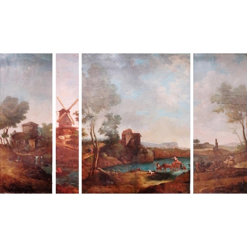 844 - Circle of David Teniers (1610-1690)A suite of four large Landscape Scenes, O.O.C., including one lar... 