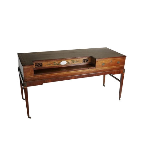 862 - A late 18th Century mahogany cased Spinet / Sideboard, converted, with original enamel plaque (Brode... 