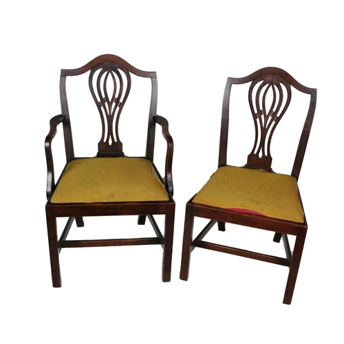 880 - A set of 12 (3 + 9) 19th Century Georgian design mahogany Dining Chairs, each with shield back and p... 