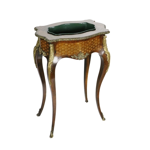 890 - A 19th Century Louis XV style Jardinière,  of small proportions the recessed top with liner and with... 