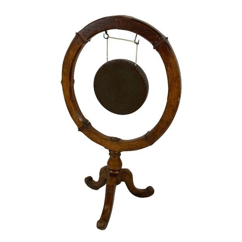 899 - A 19th Century oak framed Dinner Gong, in the manner of Pugin, approx. 112cms (44