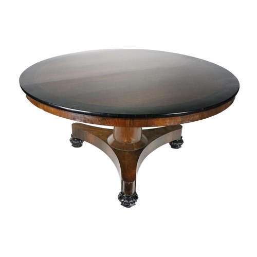 900 - A fine quality Irish William IV rosewood circular pod Table, by Williams and Gibton stamped and numb... 