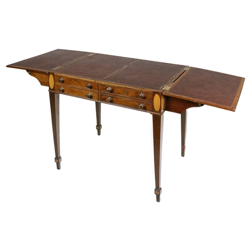 909 - A 19th Century mahogany fold-over Patience Table, the top with oval inlaid panels over a frieze with... 