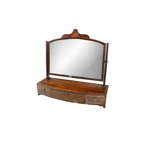 926 - A large mahogany Dressing Table Mirror, with inlaid cornice on a bow fronted base with one long... 