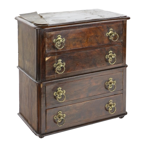 933 - A 19th Century veneered walnut four drawer Curio Cabinet, with ornate circular drop handles, approx.... 