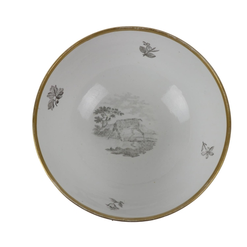 939 - A 19th Century English porcelain Bowl, with gilt rim, and transfer pattern design on interior and ex... 