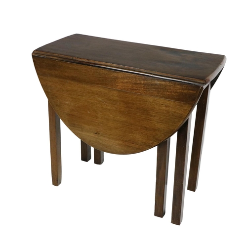 952 - A Georgian period Irish mahogany drop-leaf Table, of small proportions with demi-lune flaps on squar... 