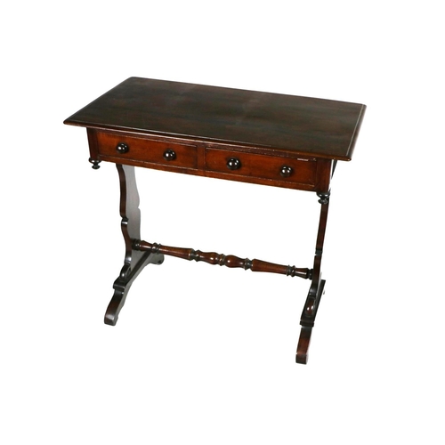 974 - A Victorian mahogany Side Table, of small proportions, the moulded top over frieze with two drawers ... 