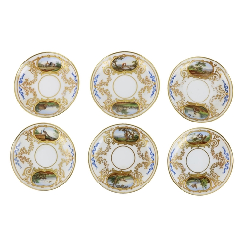 993 - A set of 6 - 19th Century French Limoges (Boyer, Rue de la Paiz) Cabinet Cups and Saucers, with gilt... 