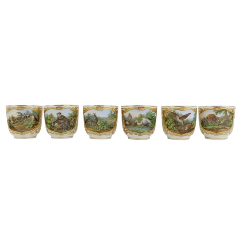 993 - A set of 6 - 19th Century French Limoges (Boyer, Rue de la Paiz) Cabinet Cups and Saucers, with gilt... 