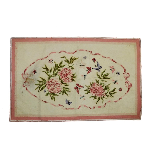 443 - An attractive French style Needlework Tapestry, decorated on cream ground with pink border, approx. ... 