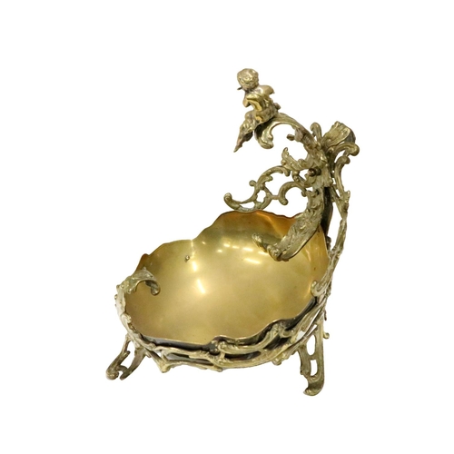 1005 - An attractive 19th Century French ormolu Bowl, of overall rococo design with cherub surmounted and s... 