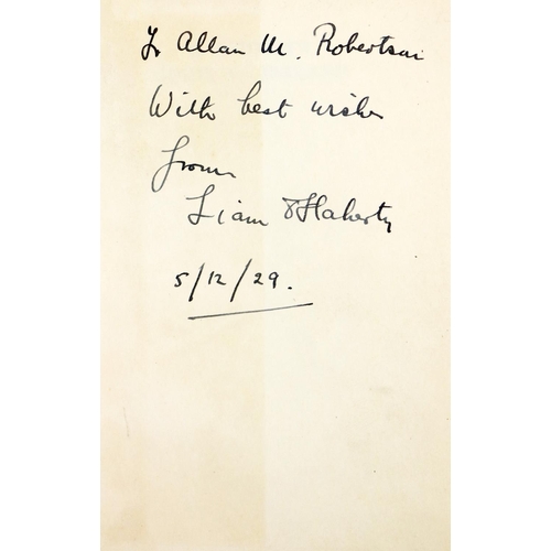 102 - Signed by The AuthorO'Flaherty (Liam) The Fairy Goose and Two Other Stories, 12mo New York 1927.  Li... 