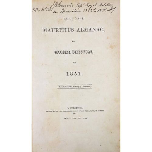 28 - Mauritius, Indian OceanBolton (W. Draper) Mauritius Almanac and Official Directory, for 1851, P... 