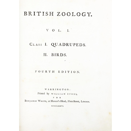 52 - Pennant (Thomas) British Zoology,  Vols. I & II, Quadrupeds & Birds, & Vol III, Reptiles... 