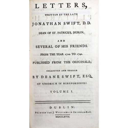 87 - Bindings: Swift (Deane) Letters Written by the late Jonathan Swift, D.D. Dean of St. Patricks, ... 