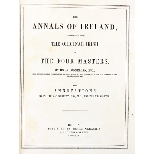 158 - Binding: Connellan (Owen) The Annals of Ireland, .... The Original Irish of The Four Masters. L... 