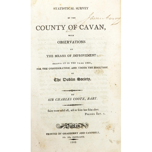 223 - [R.D.S.] Coote (Sir Charles) Statistical Survey of the County of Cavan, 8vo, D. (Graisberry &am... 