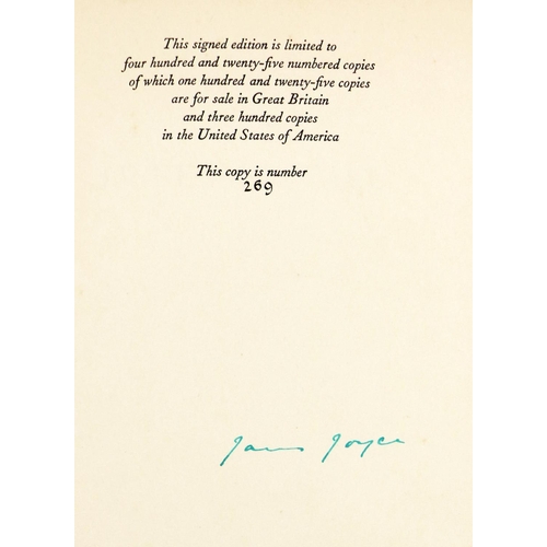 271 - Signed by James JoyceJoyce (James) Finnegans Wake, roy 8vo, L. (Faber & Faber Ltd.) 1939, Lim. E... 