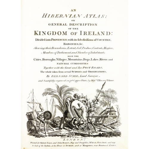 390 - With Hand Coloured MapsIrish Atlas: Scale (Bernard) An Hibernian Atlas or General Description of the... 