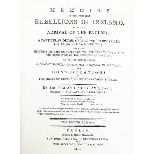 405 - Author Association CopyMusgrave (Richard) Memoirs of the Different Rebellions in Ireland, From the A... 