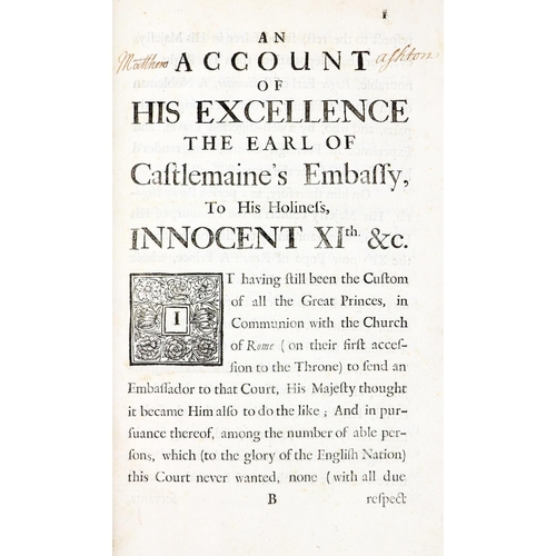 418 - [Wright (John Michael)] An Account of His Excellence The Earl of Castlemaine's Embassy, To  His Holi... 