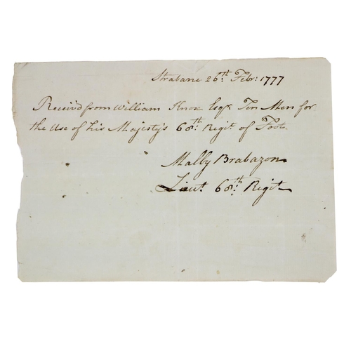 445 - Recruiting in Ireland for the American War, 1777Manuscript - American War: A note dated from Straban... 