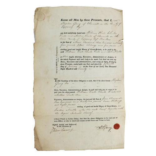 462 - Co. Tipperary: A Signed Bond of Stephen Going of Clonmel to the bankers William Charles and Arthur R... 