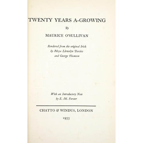 535 - O'Sullivan (Maurice) Twenty Years A Growing, Lond. 1933, First Edn., d.w.; O'Criomhthain An t-Oilean... 