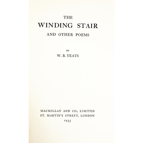 543 - Yeats (W.B.) The Winding Stair and other Poems, 8vo L. (Macmillan & Co.) 1933, Fi... 