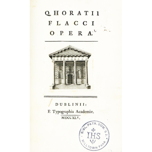 557 - Hawkey Classic: Q. Horatii Flacci Opera, roy 8vo Dublin (E. Typographa Academiae) 1745. Fi... 