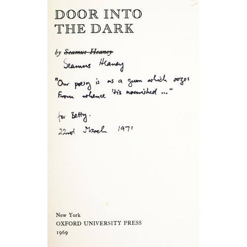 574 - Signed and Inscribed by Seamus HeaneyHeaney (Seamus) Door Into the Dark, 8vo, N.Y. (Oxford Univ... 