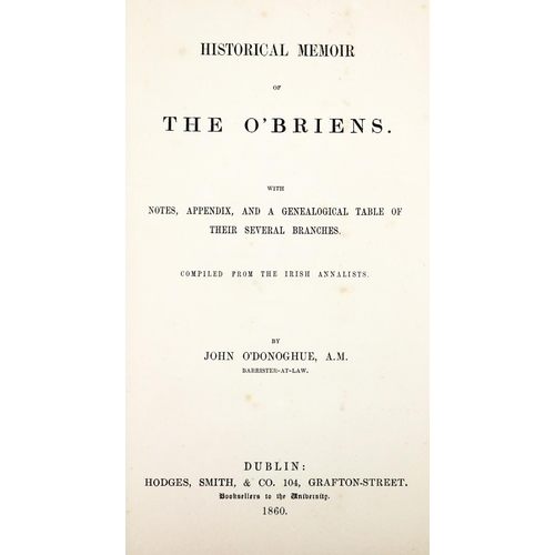 601 - Genealogy: O'Donoghue (J.) Historical Memoir of The O'Briens, Dublin 1860, First Edn.... 