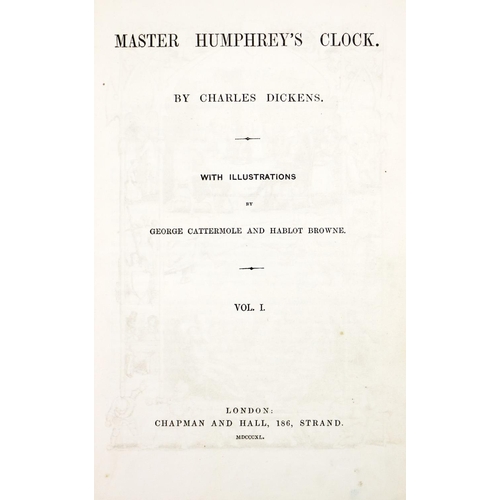 607 - Dickens (Charles) Master Humphrey's Clock, 3 vols. 8vo L. (Chapman & Hall) 1841, First... 