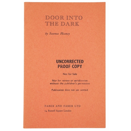 650 - Signed Uncorrected ProofHeaney (Seamus) Door Into the Dark, 8vo, L. (Faber & Faber Ltd.) 1969, U... 